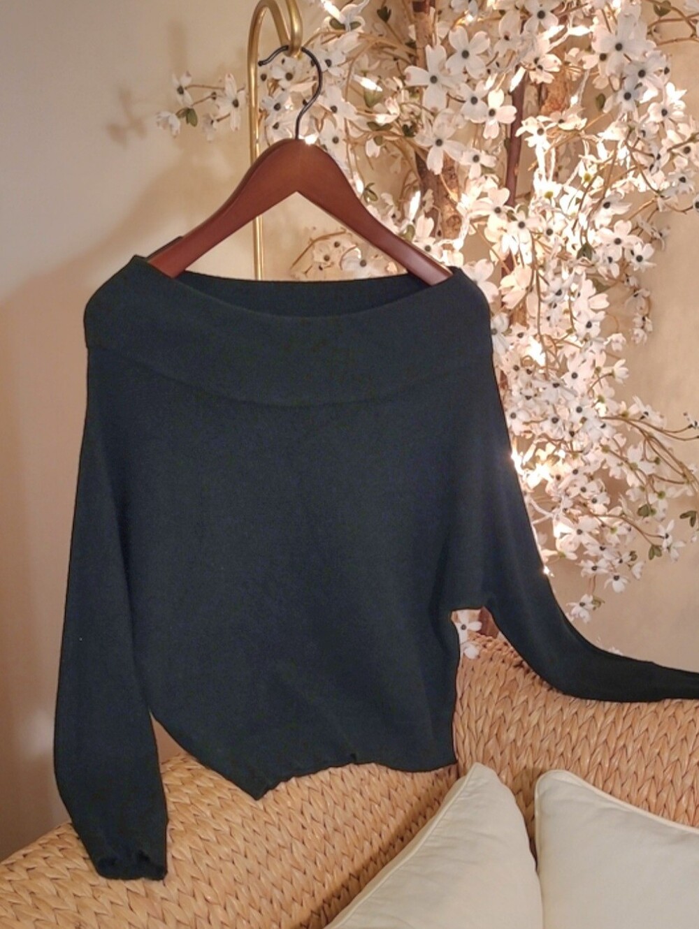 Fine Ribbed Off the Shoulder Sweater